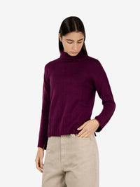 Burgundy turtleneck with slits
