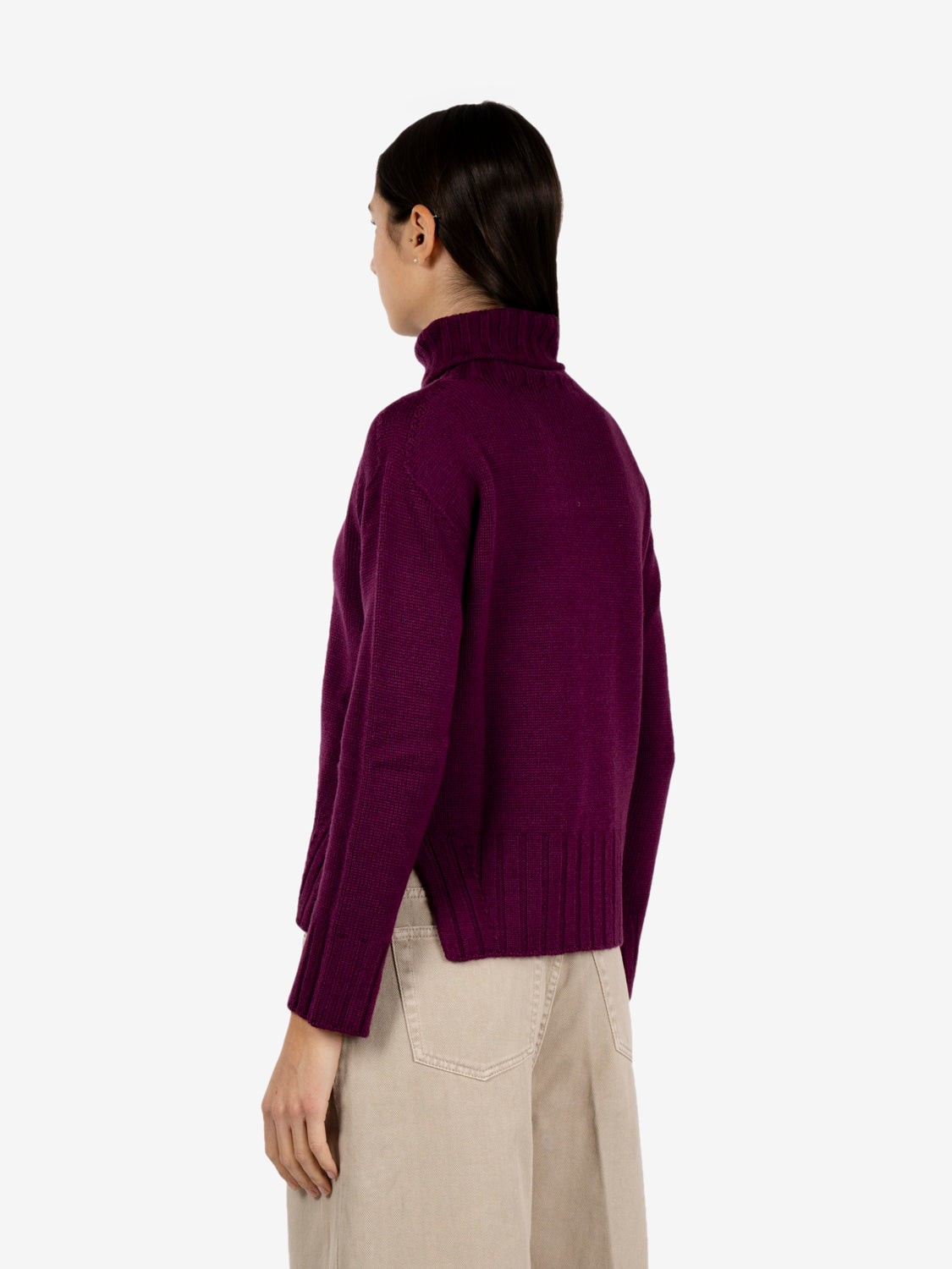Burgundy turtleneck with slits