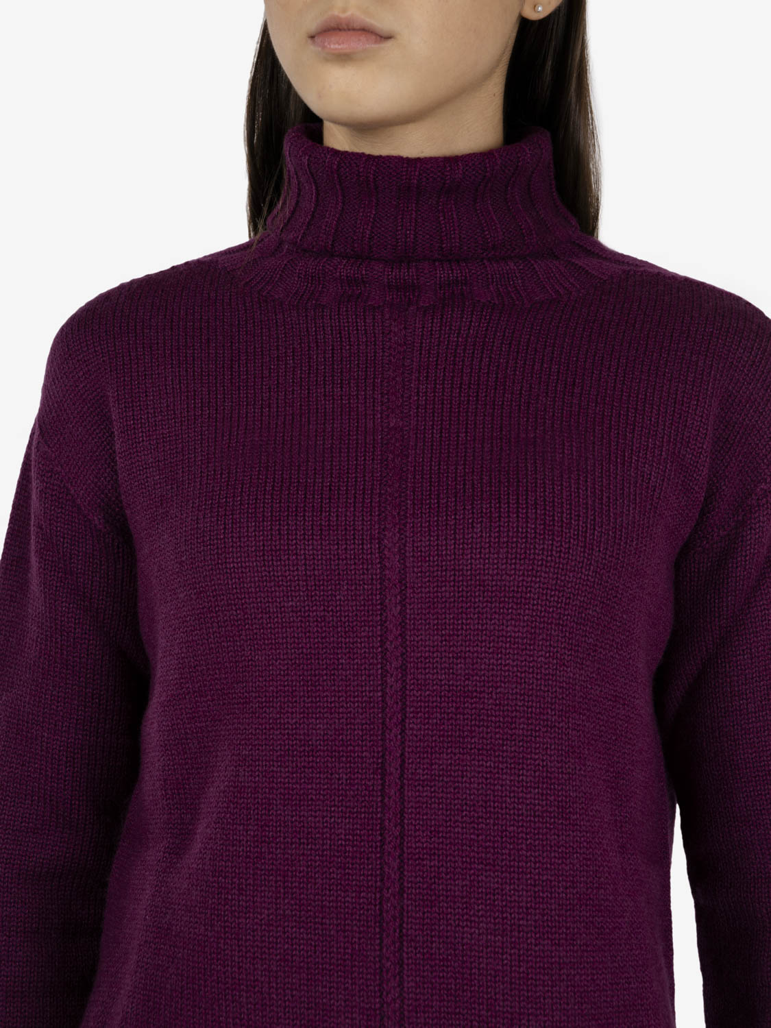 Burgundy turtleneck with slits