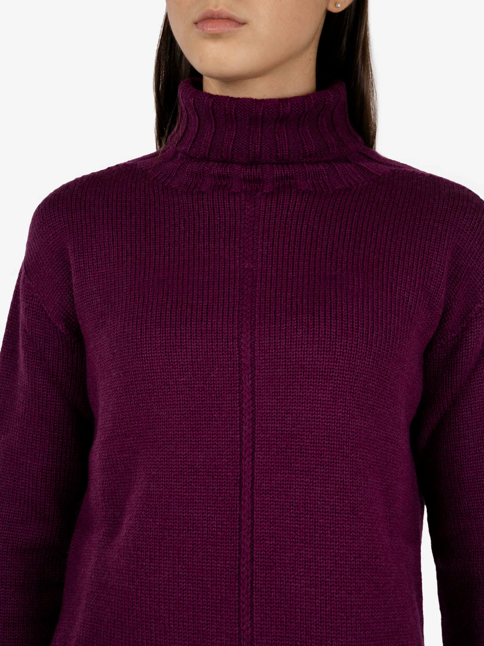 Burgundy turtleneck with slits