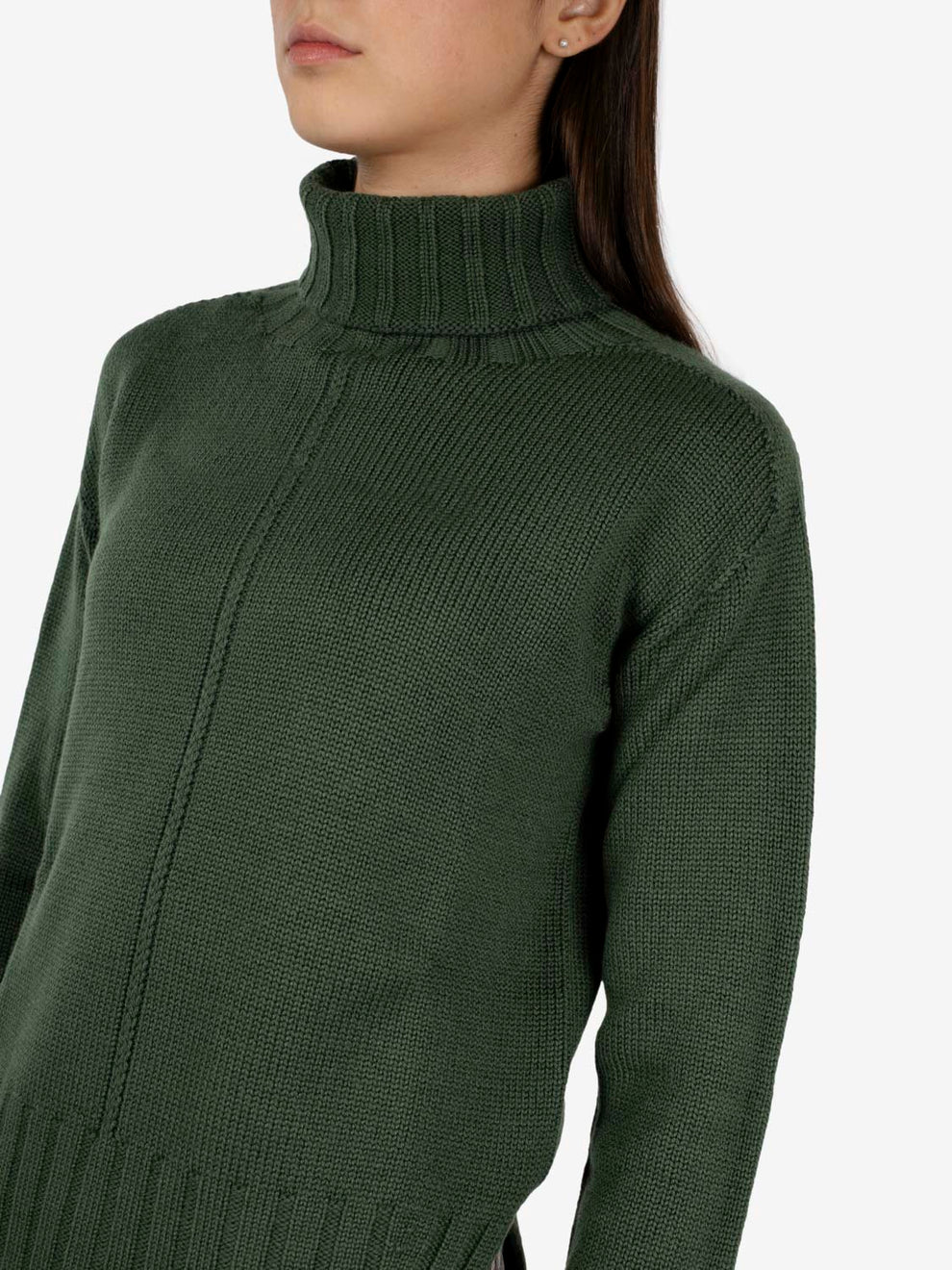Dolcevita con spacchi verde militare