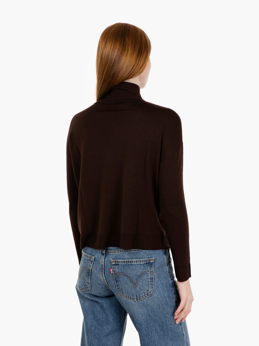 Dark brown boxy wool turtleneck