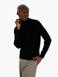 Black ribbed wool turtleneck