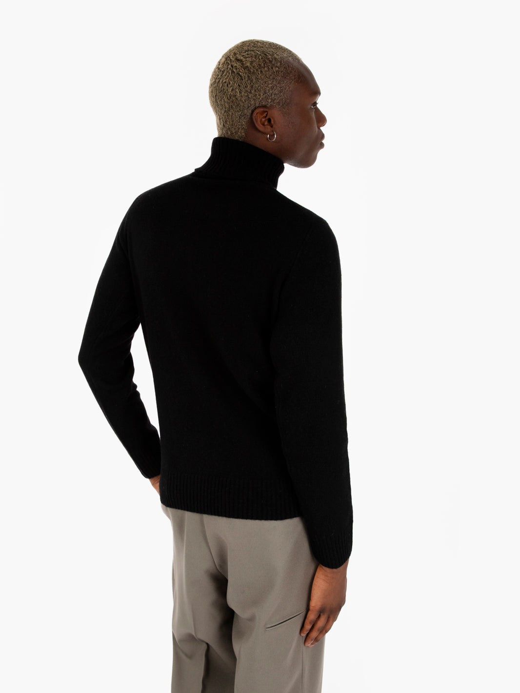 Black ribbed wool turtleneck