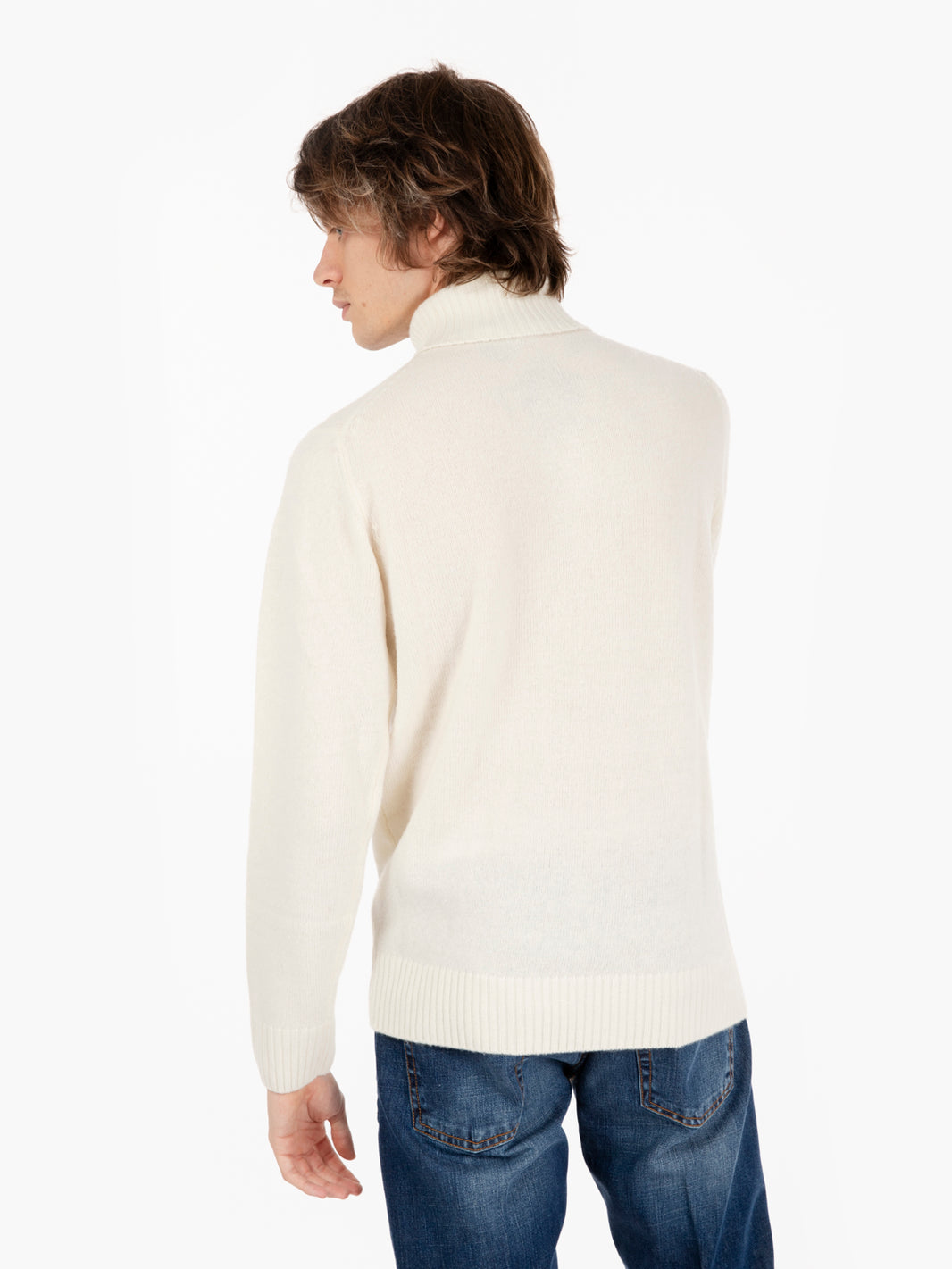 Cream ribbed wool turtleneck