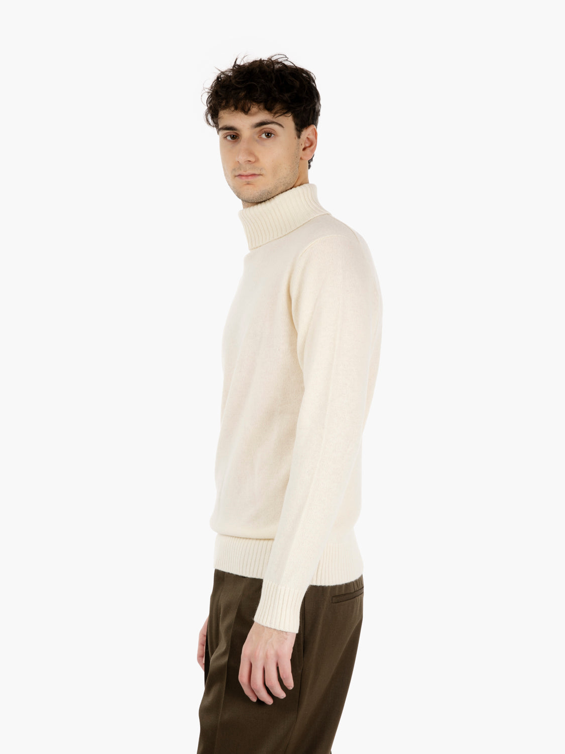 Maglione dolcevita panna