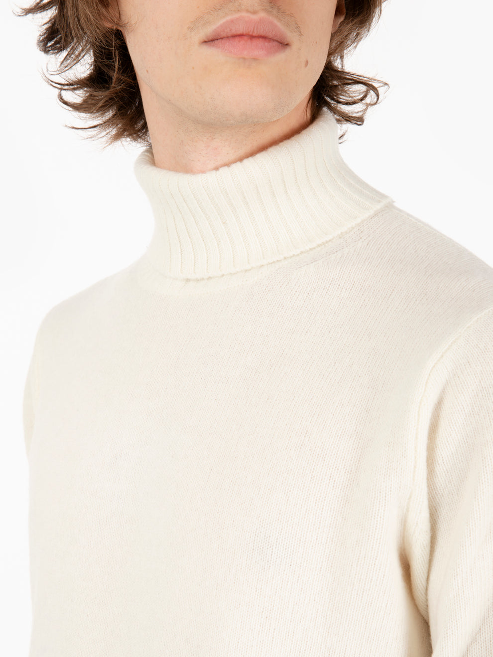 Cream ribbed wool turtleneck