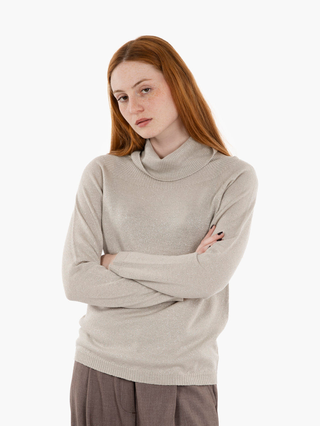 Stucco lurex wool turtleneck