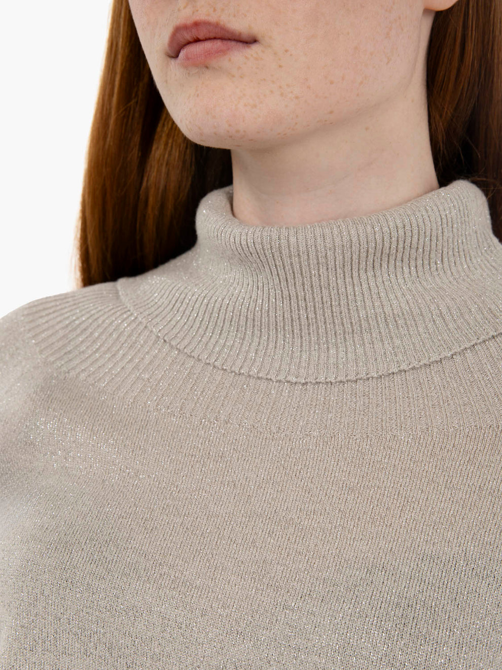 Stucco lurex wool turtleneck