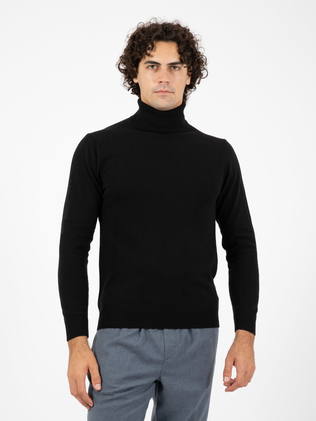 Dark merino wool and cashmere turtleneck