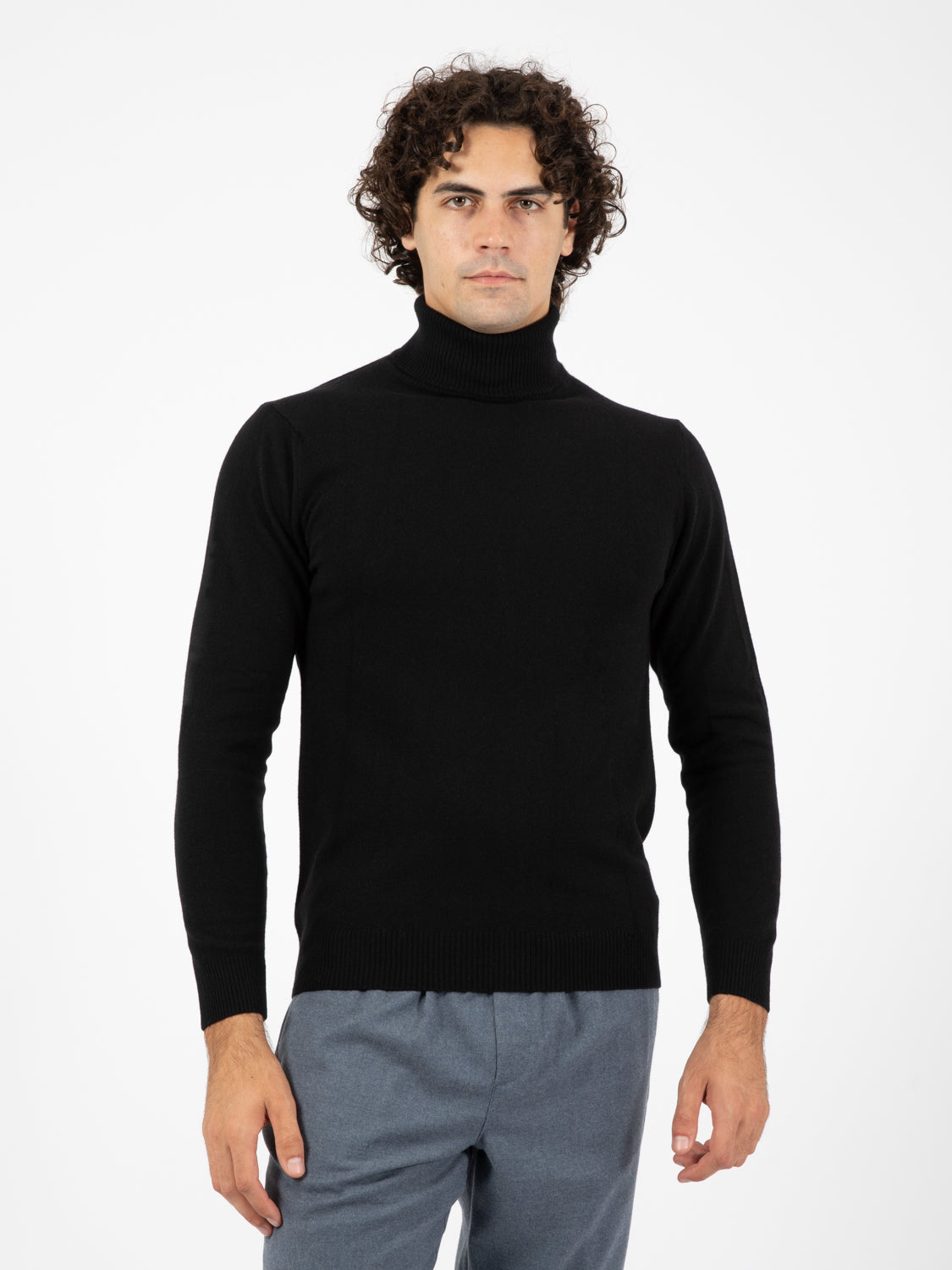 Dark merino wool and cashmere turtleneck