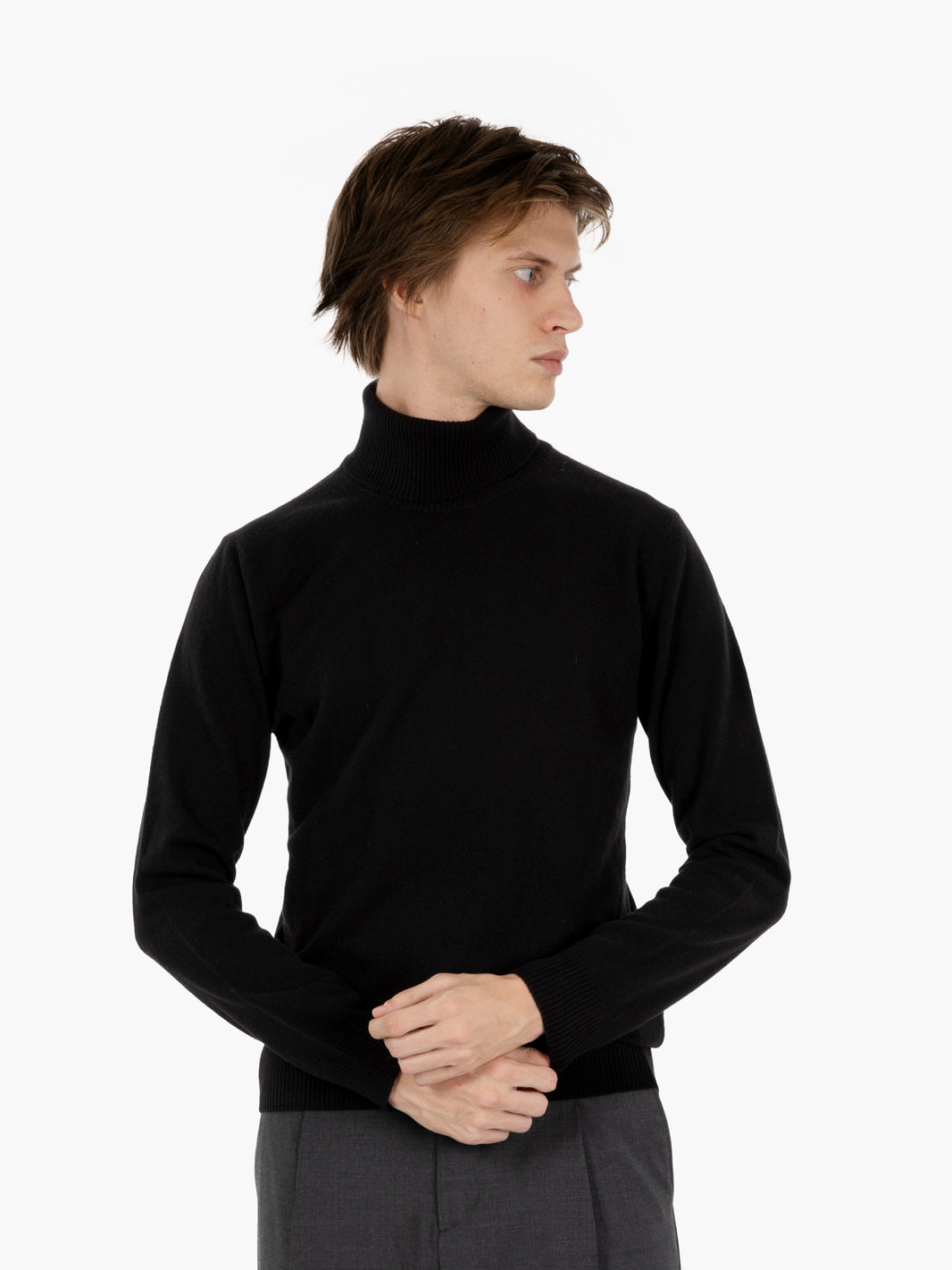 Dark merino wool and cashmere turtleneck