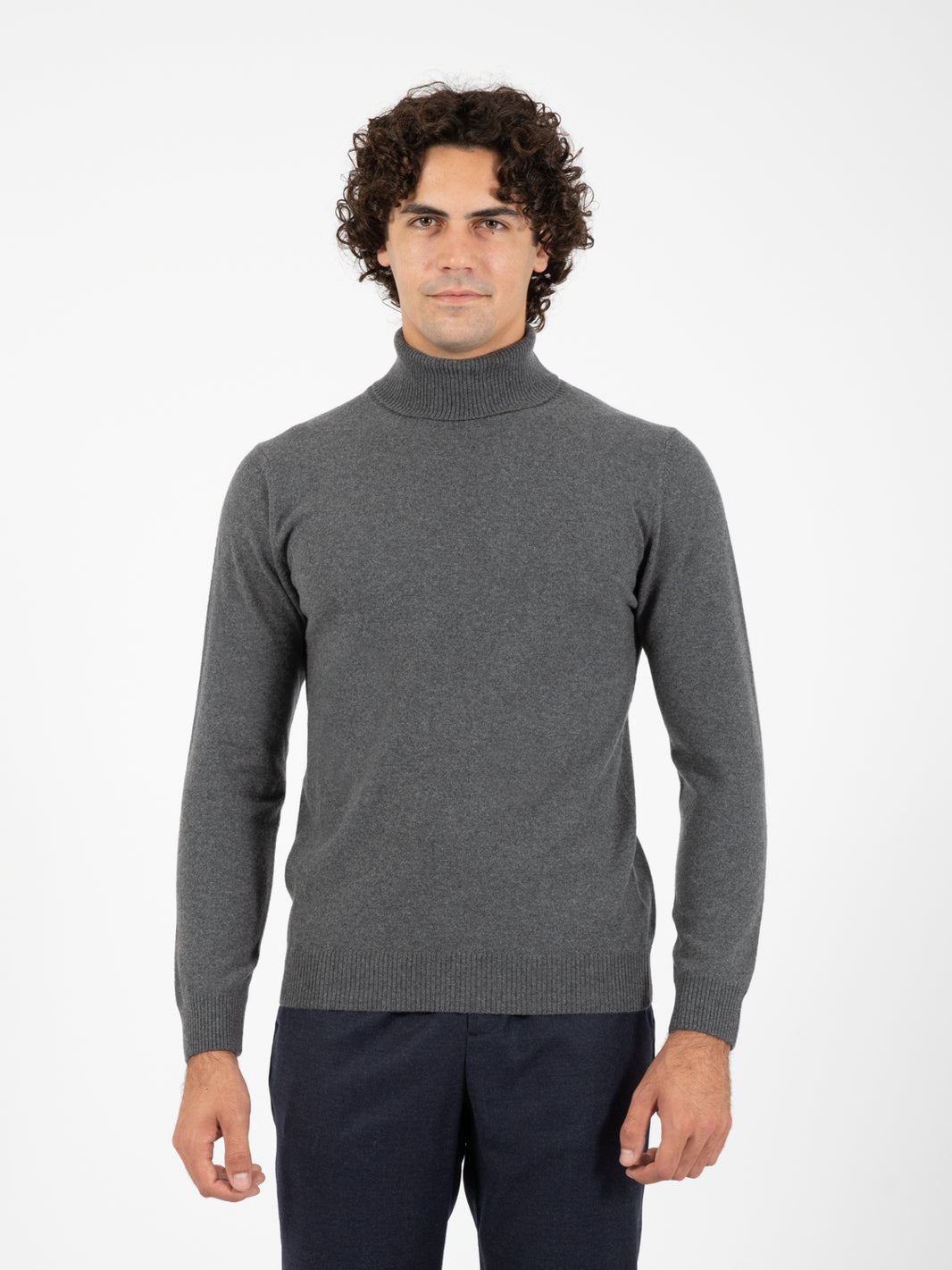 Graphite merino wool and cashmere turtleneck
