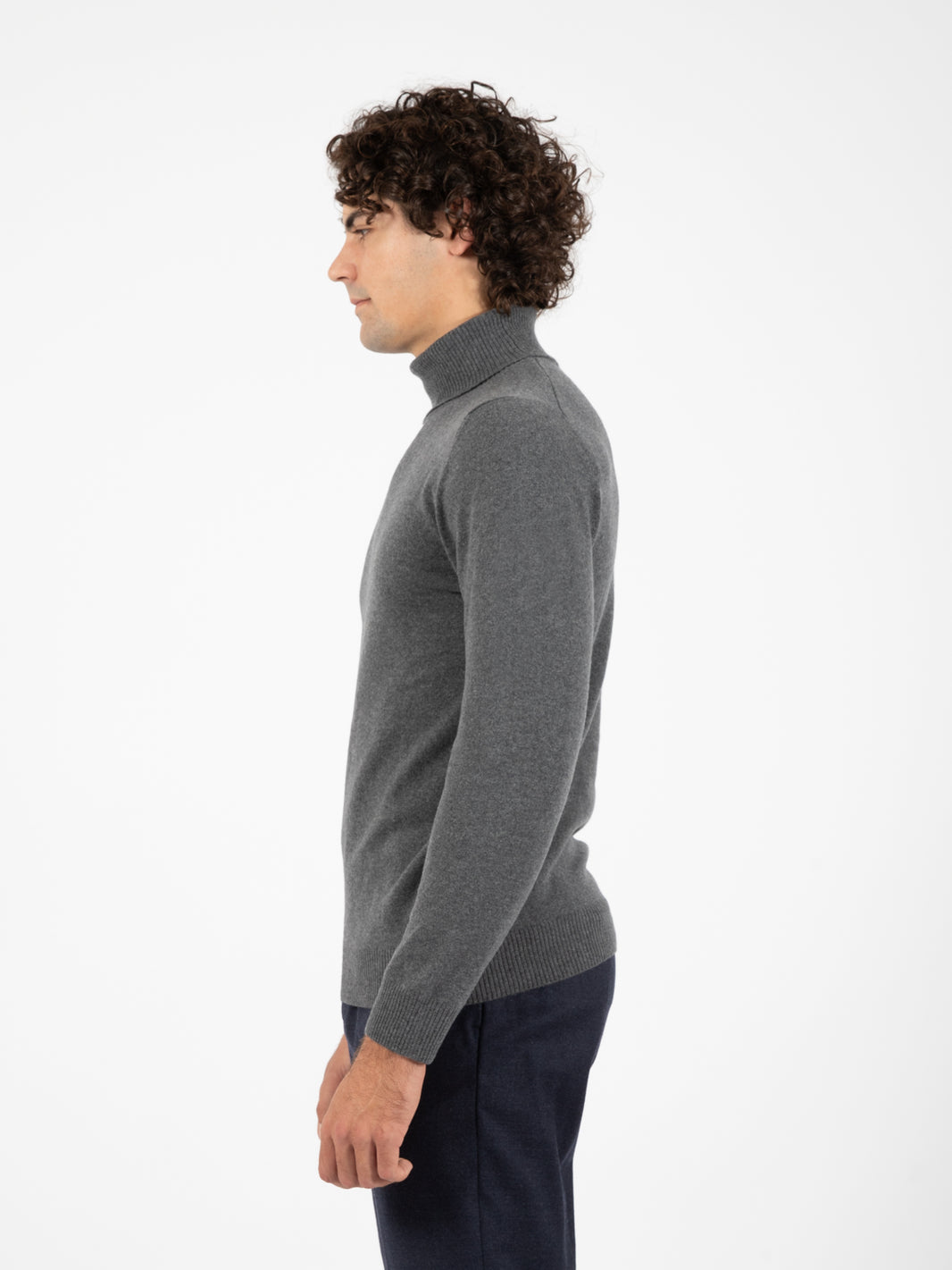 Graphite merino wool and cashmere turtleneck