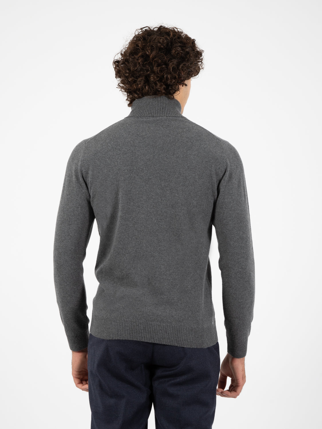 Graphite merino wool and cashmere turtleneck