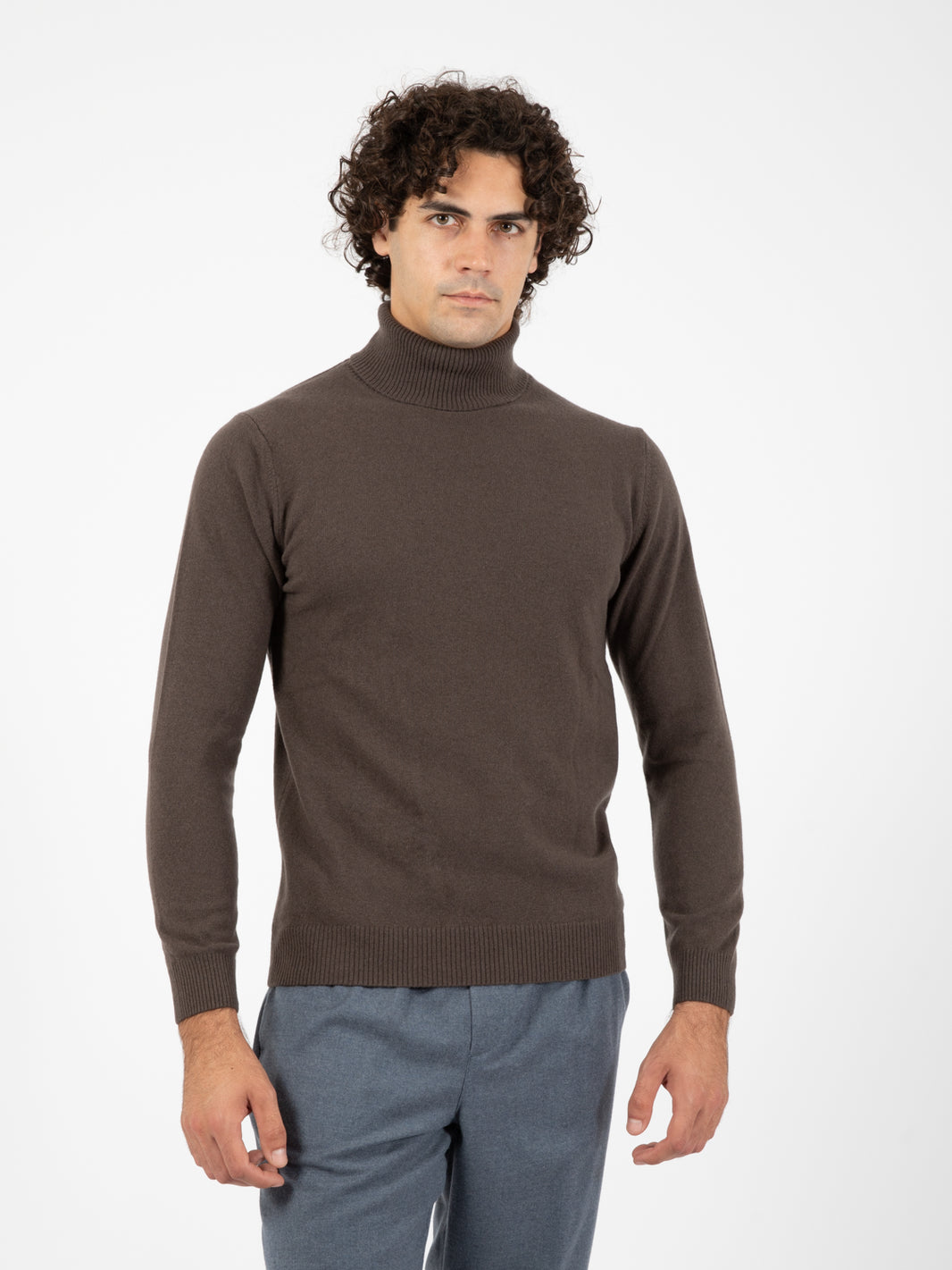 Turtleneck in merino wool and lichen cashmere