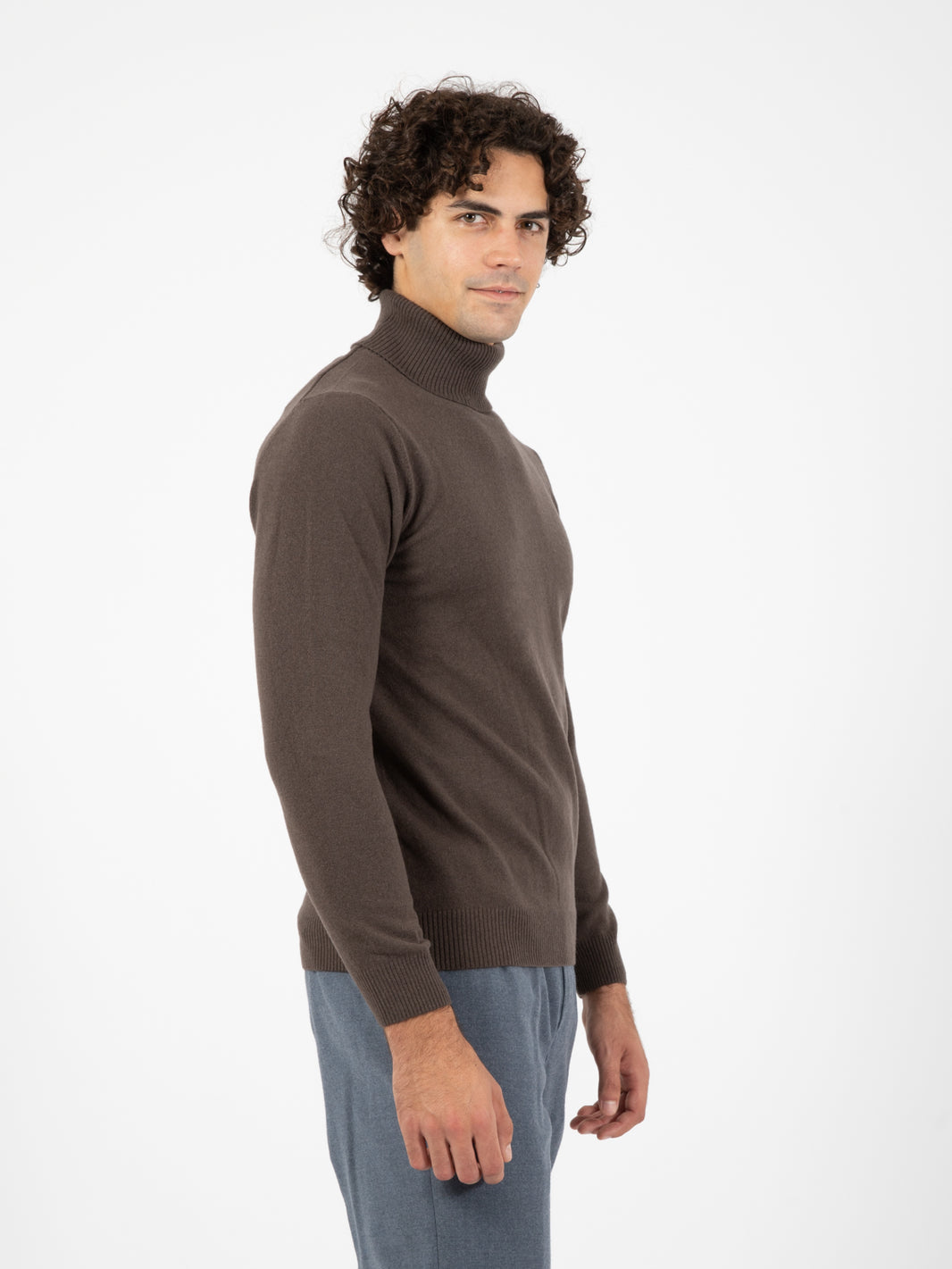 Turtleneck in merino wool and lichen cashmere