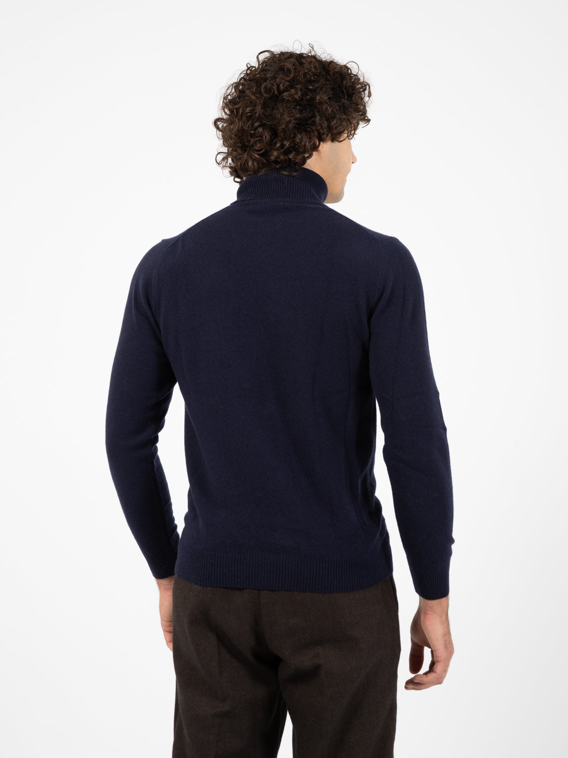 Navy merino wool and cashmere turtleneck