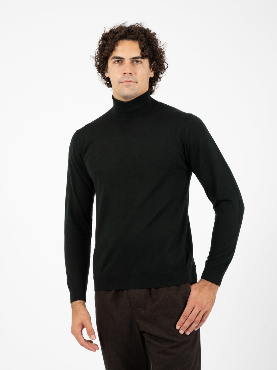 Extra fine merino wool turtleneck forest