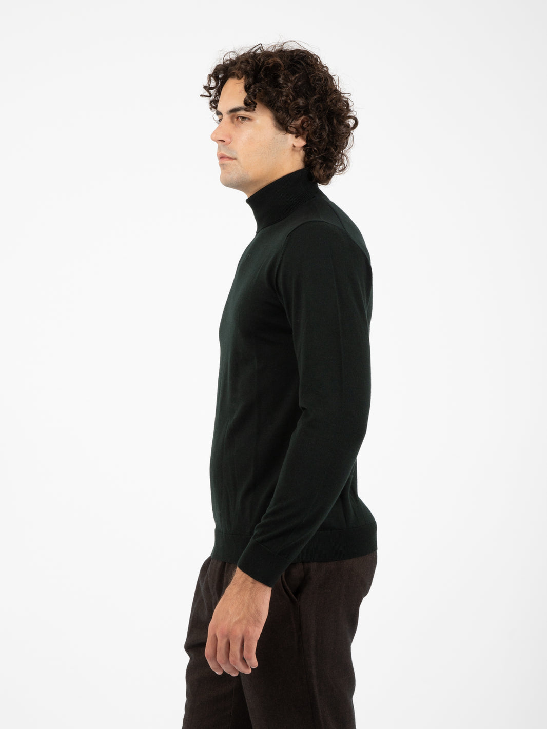 Extra fine merino wool turtleneck forest