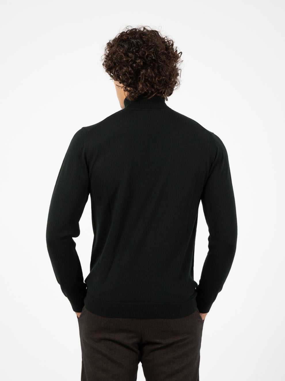 Extra fine merino wool turtleneck forest
