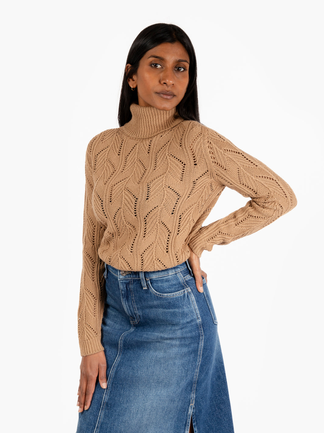Camel worked turtleneck