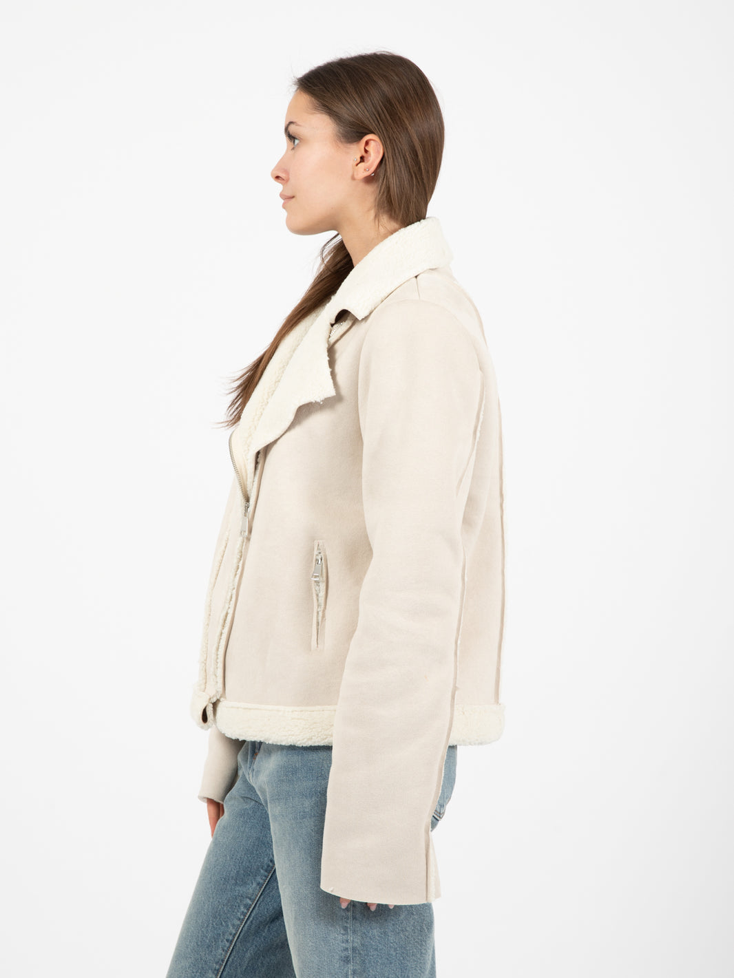Short cream eco-sheepskin