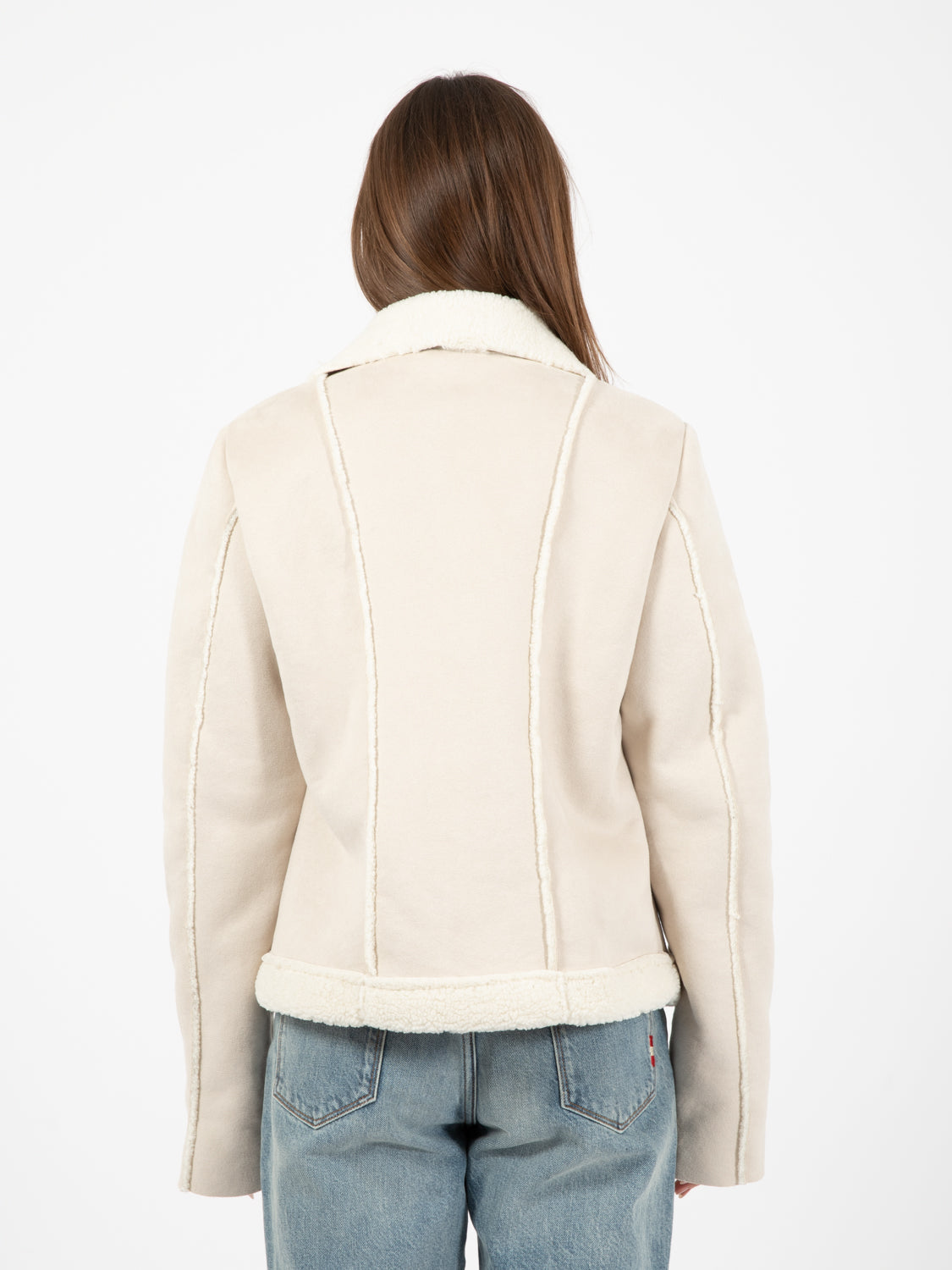 Short cream eco-sheepskin