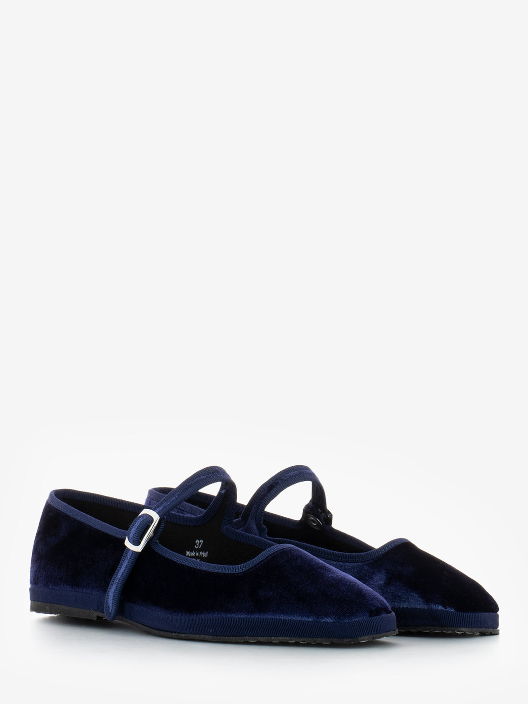 Friulana in velluto con cinturino blu