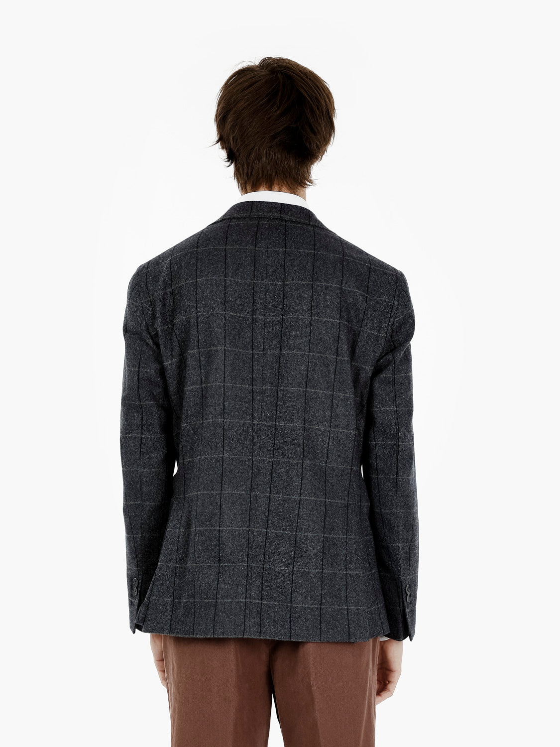 Giacca blazer in lana a quadri blu