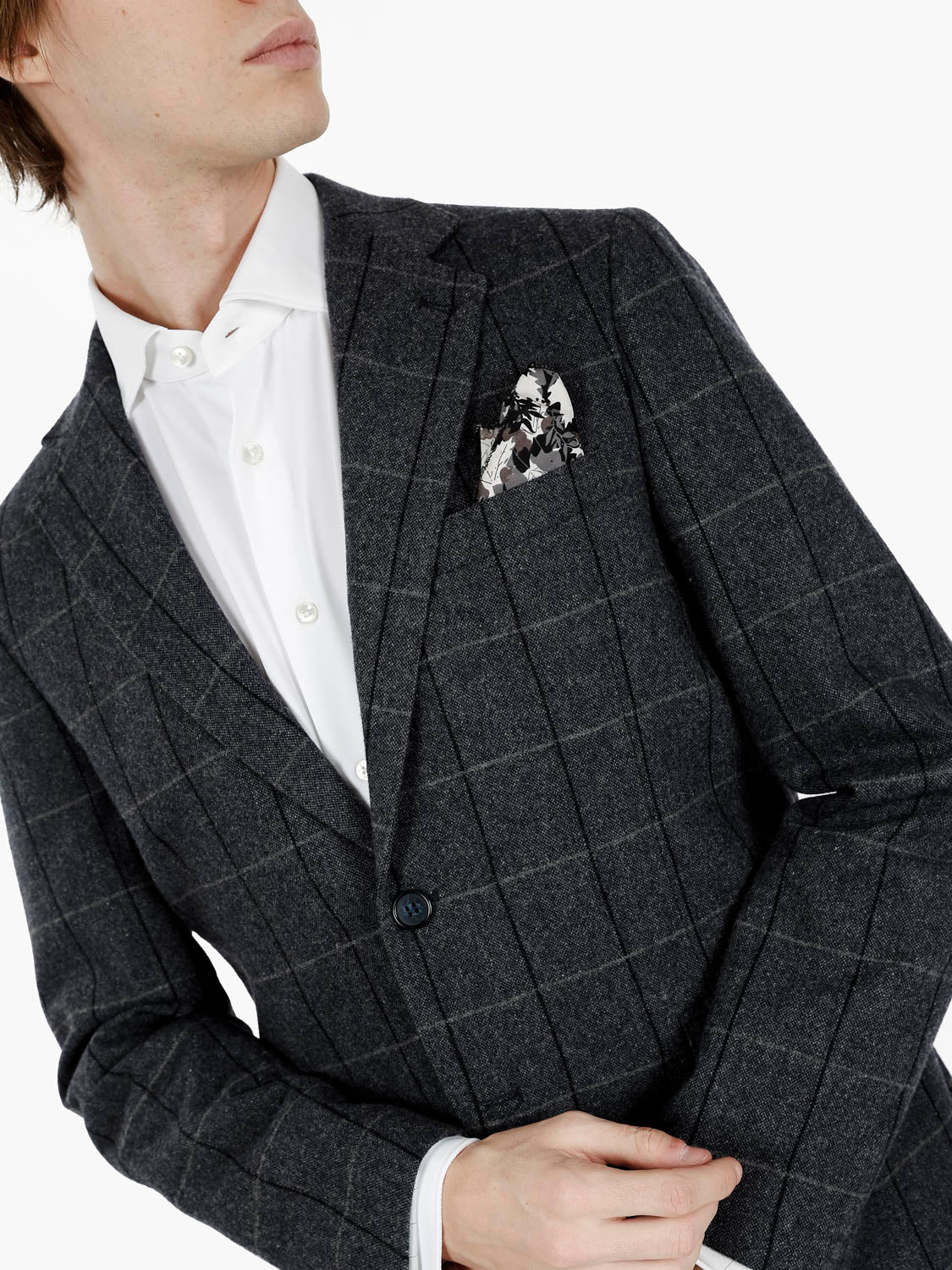 Giacca blazer in lana a quadri blu