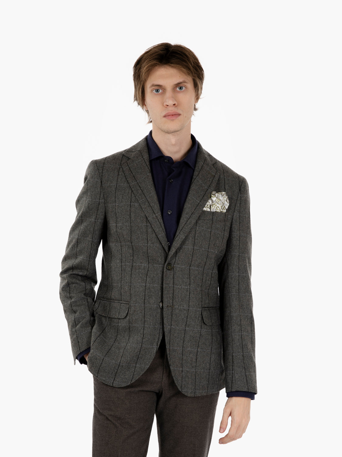 Green striped wool blazer jacket