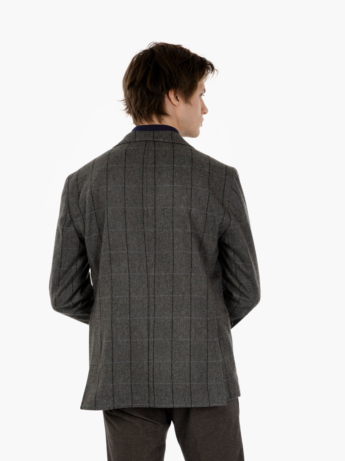 Green striped wool blazer jacket