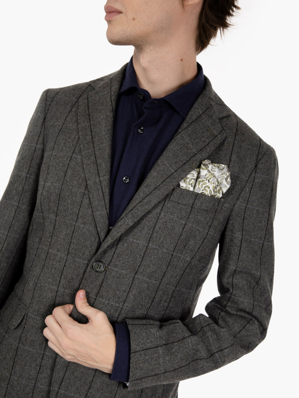 Green striped wool blazer jacket