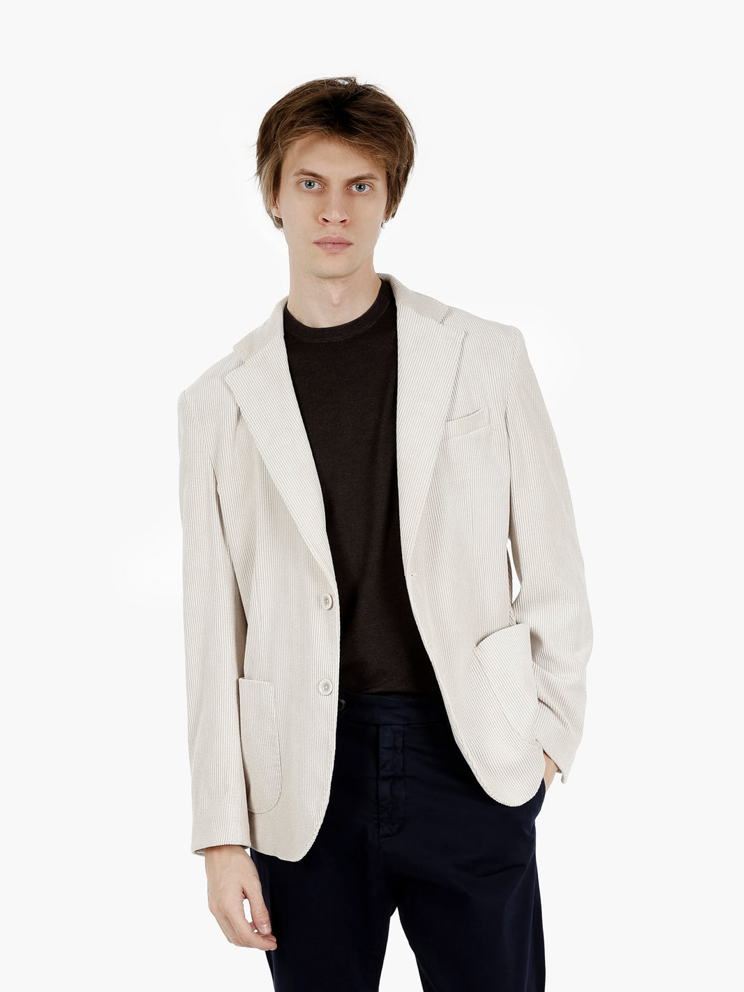 Giacca blazer in velluto panna