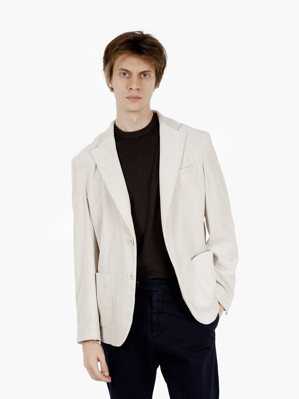 Giacca blazer in velluto panna