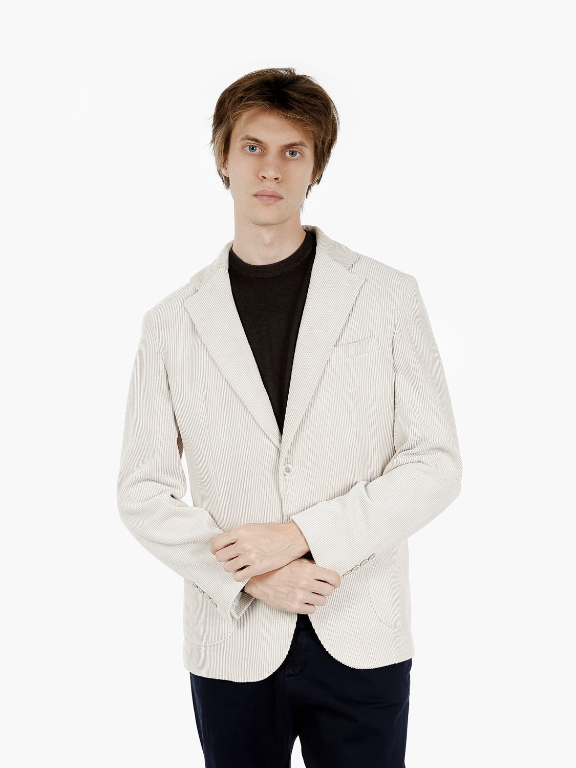 Giacca blazer in velluto panna