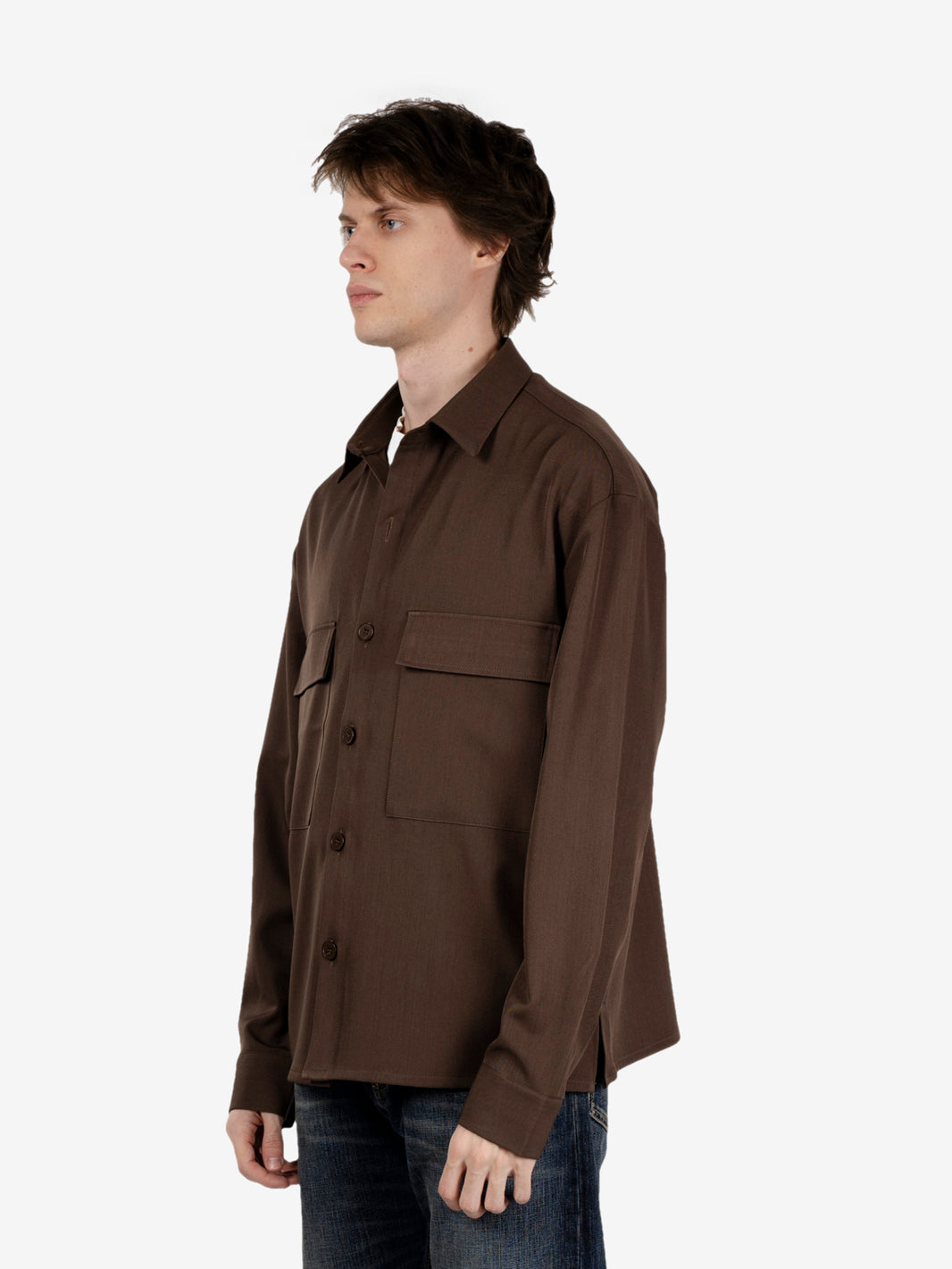 Dark brown shirt jacket with pockets
