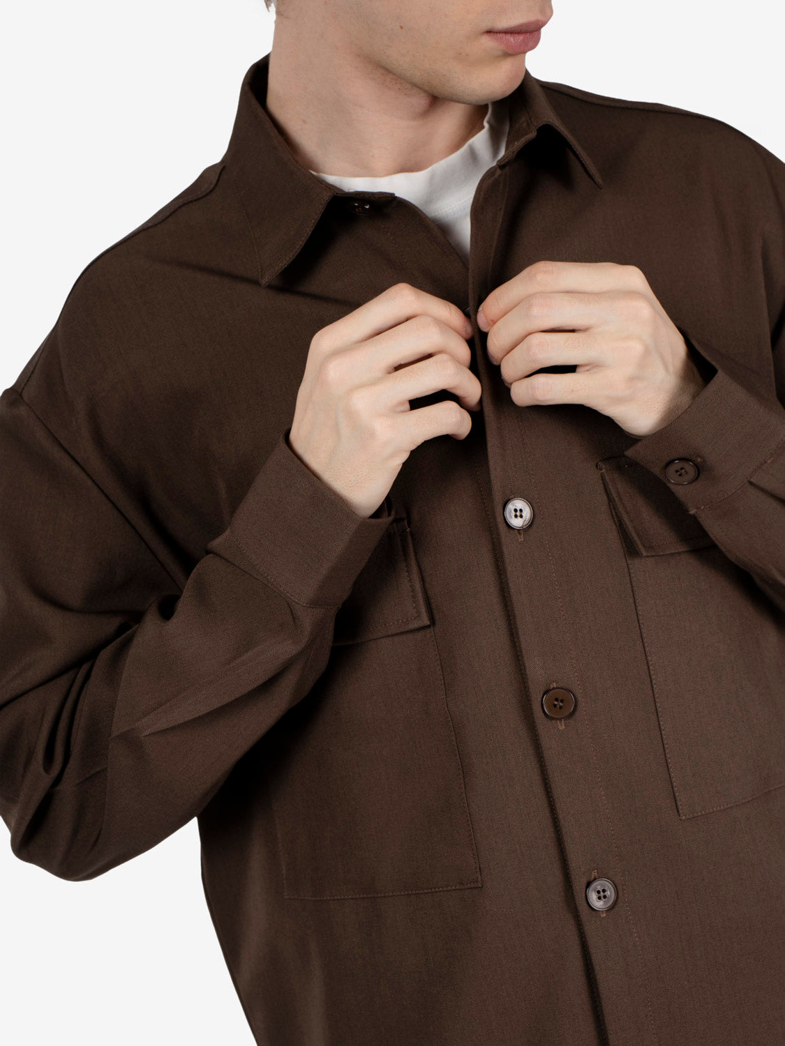Dark brown shirt jacket with pockets