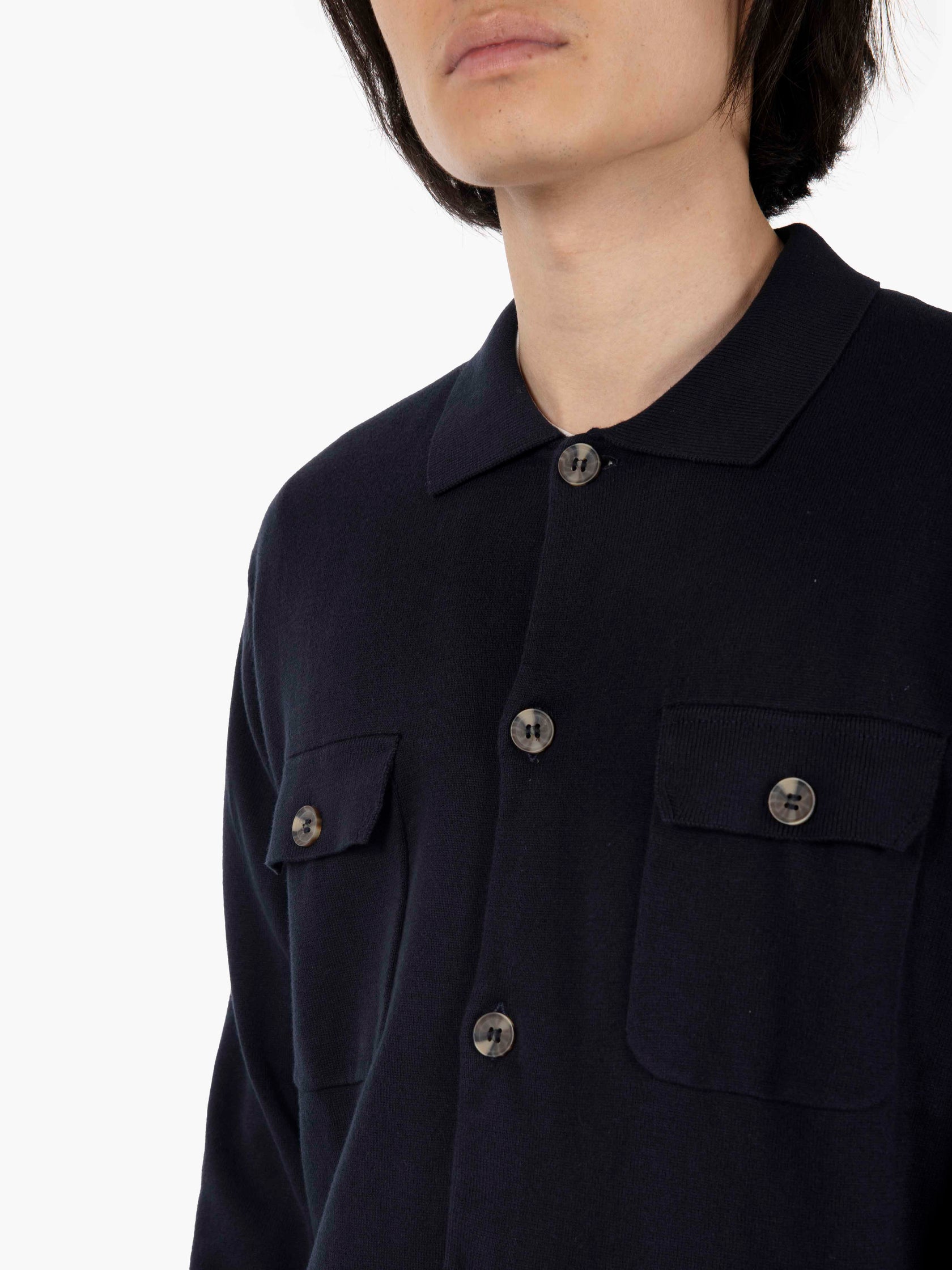 Giacca camicia in maglia navy