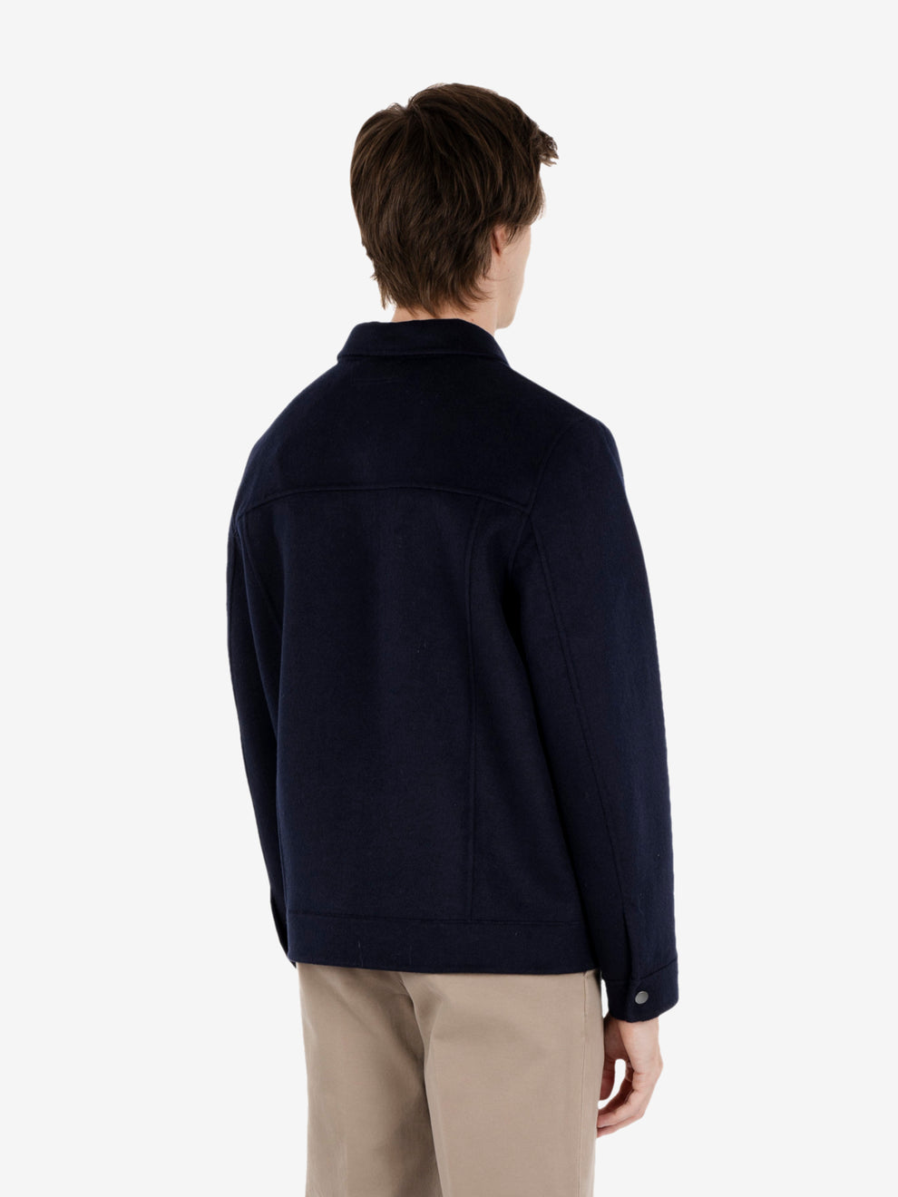 Giacca camicia in panno navy blu