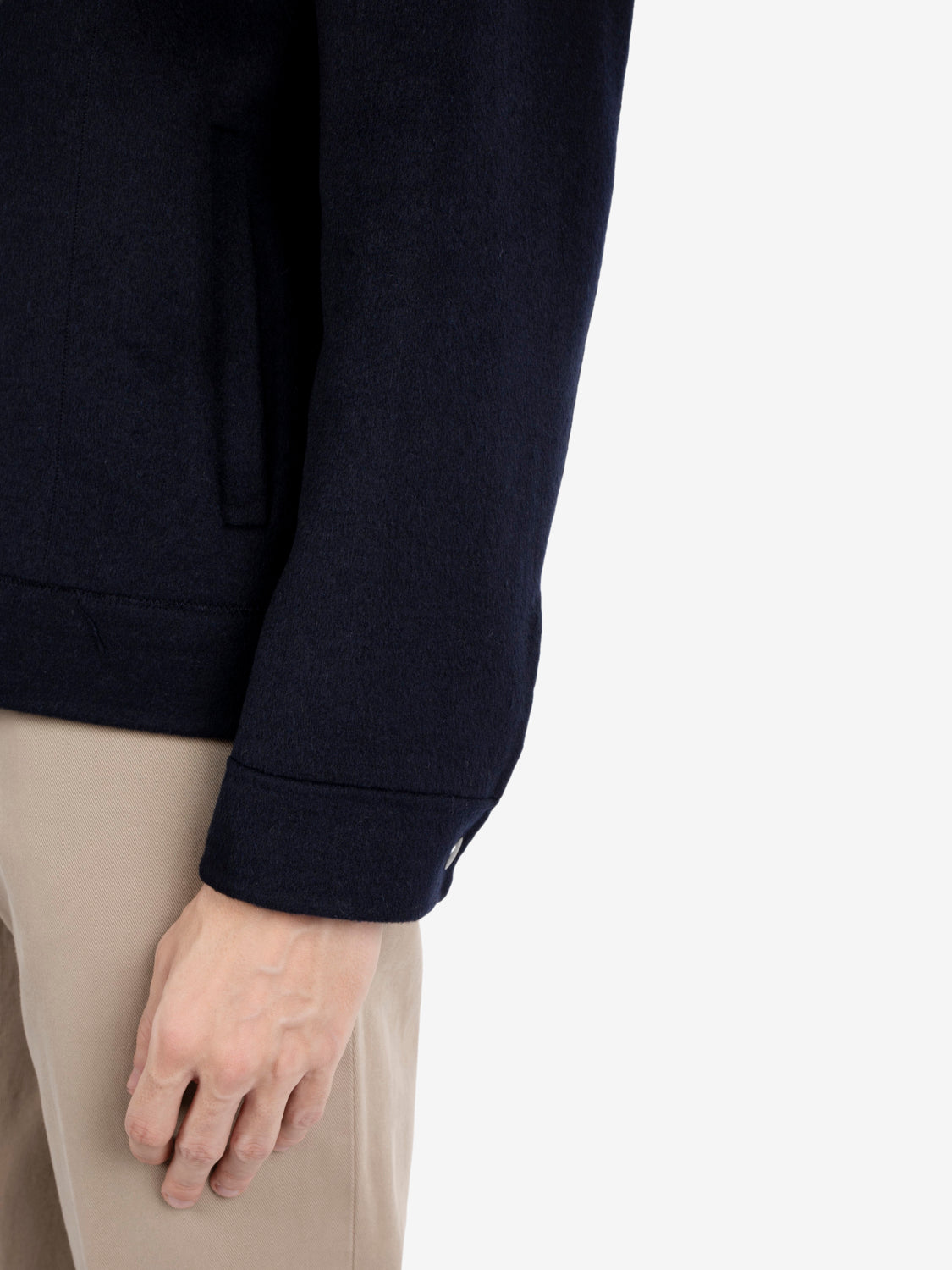 Giacca camicia in panno navy blu