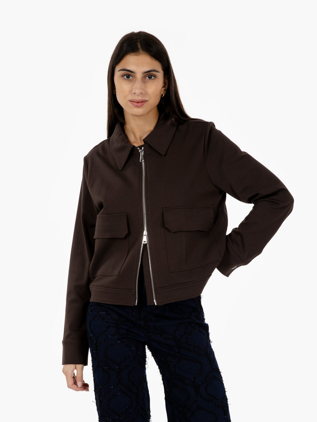 Dark brown jacket with pocket