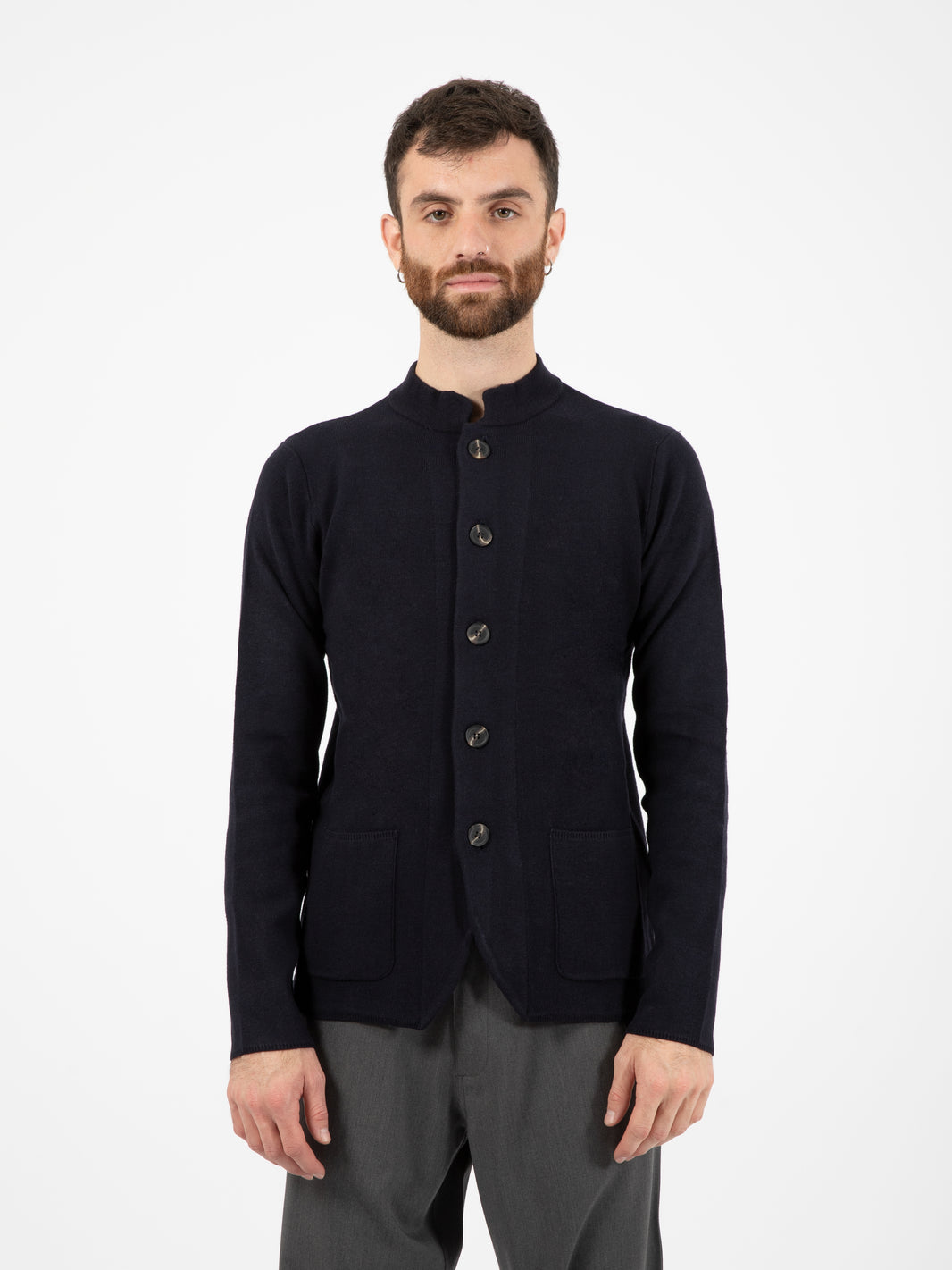 Navy Button Up Korean Jacket