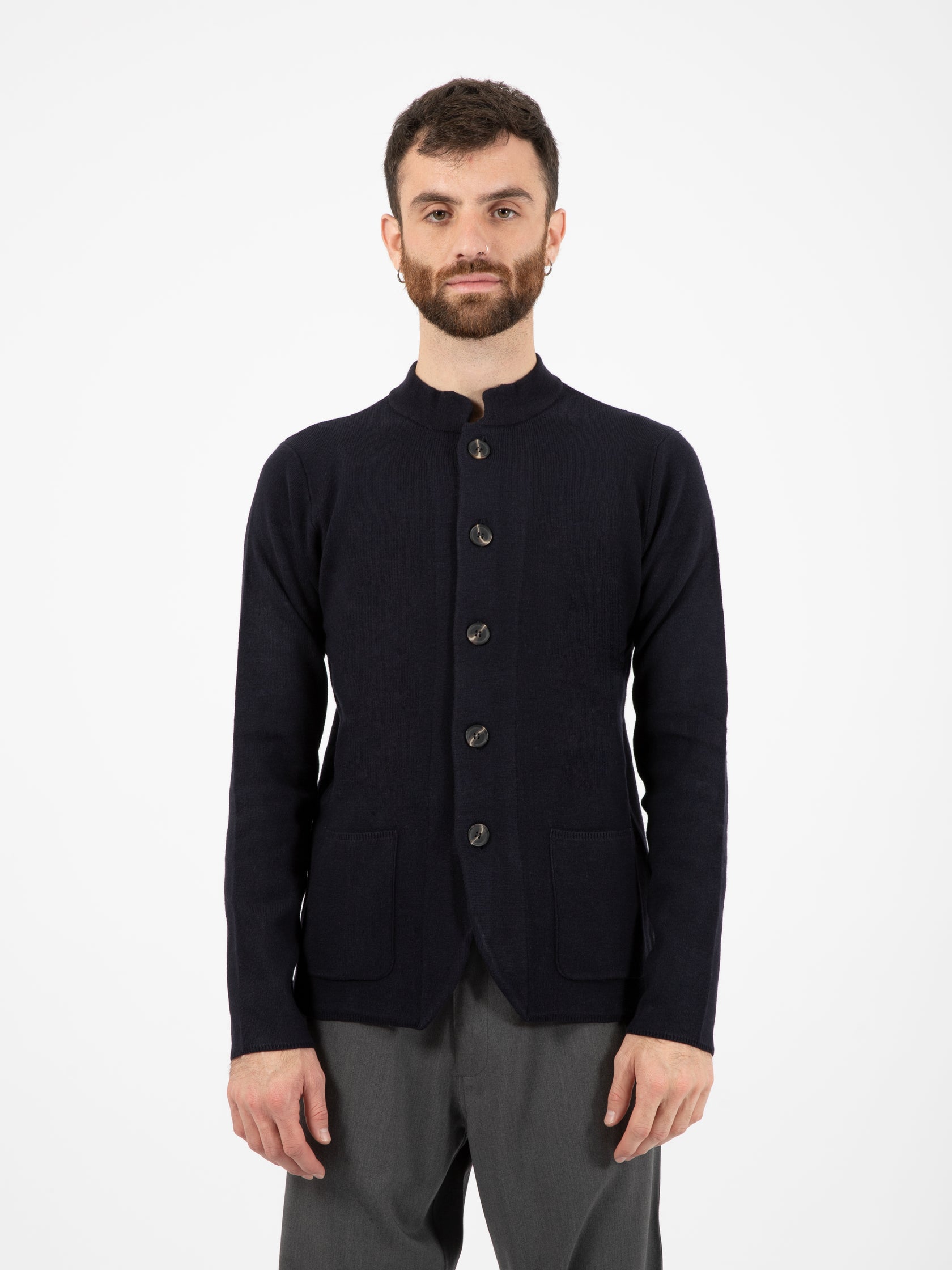 Giacca coreana con bottoni navy
