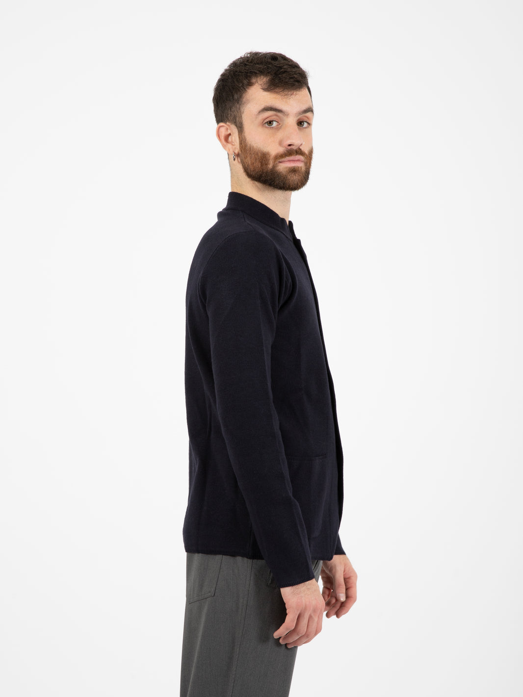 Navy Button Up Korean Jacket