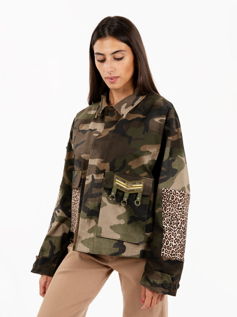 STIMM - Giacca crop con patch militare