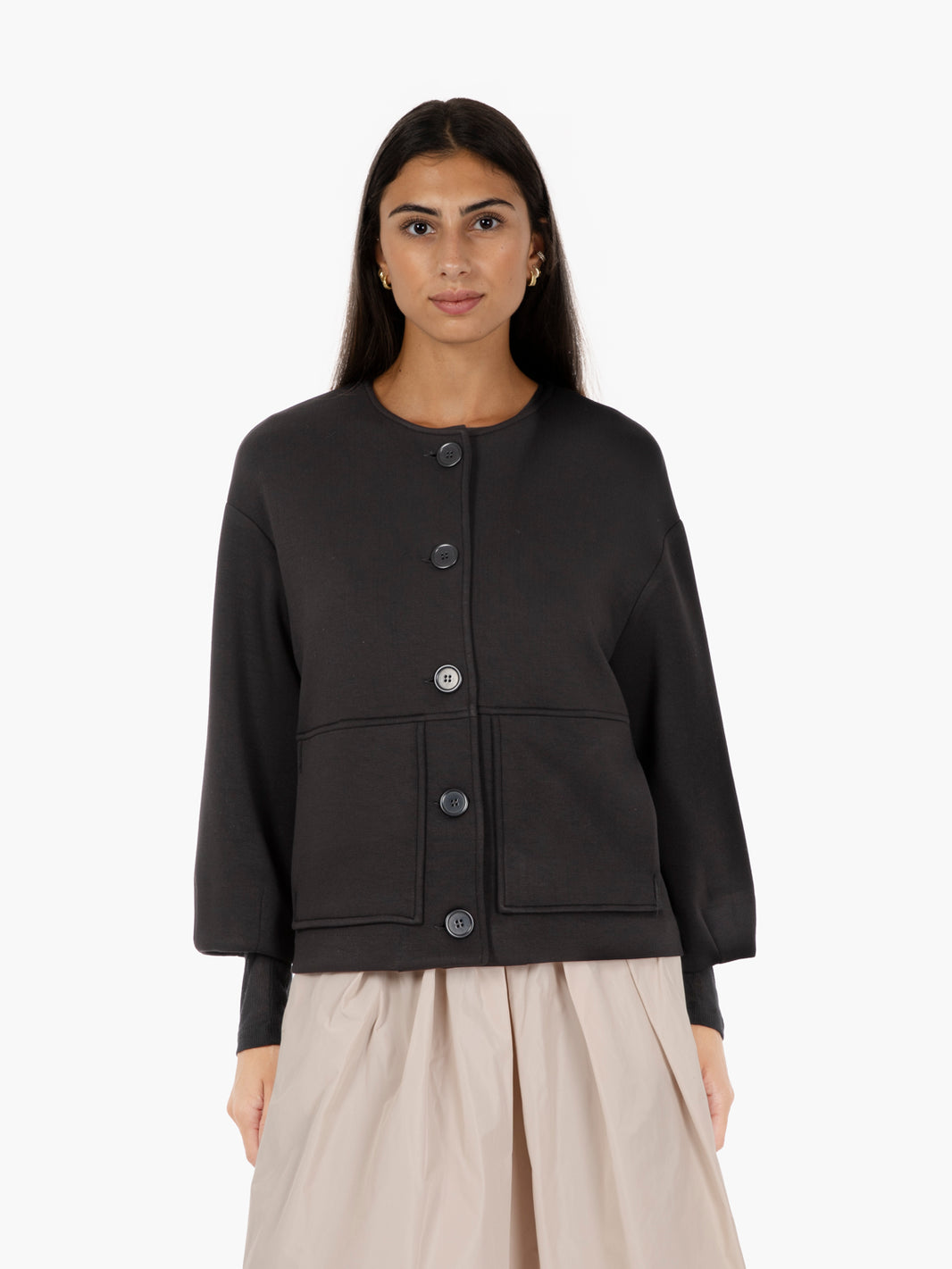 Black straight jacket with buttons