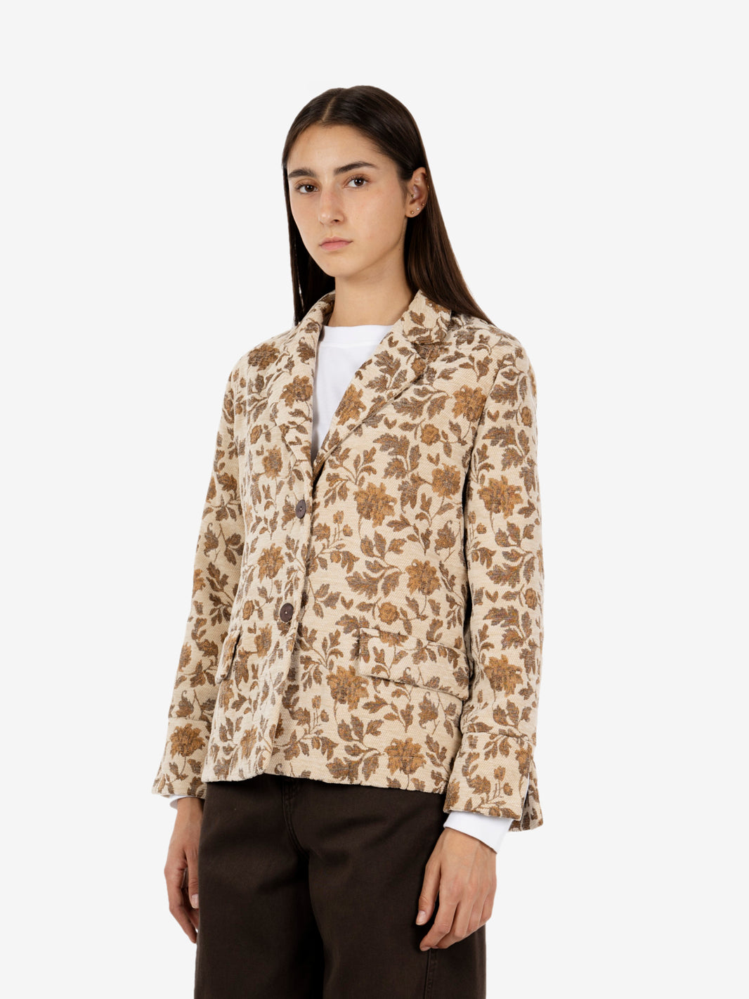 Beige floral print jacket