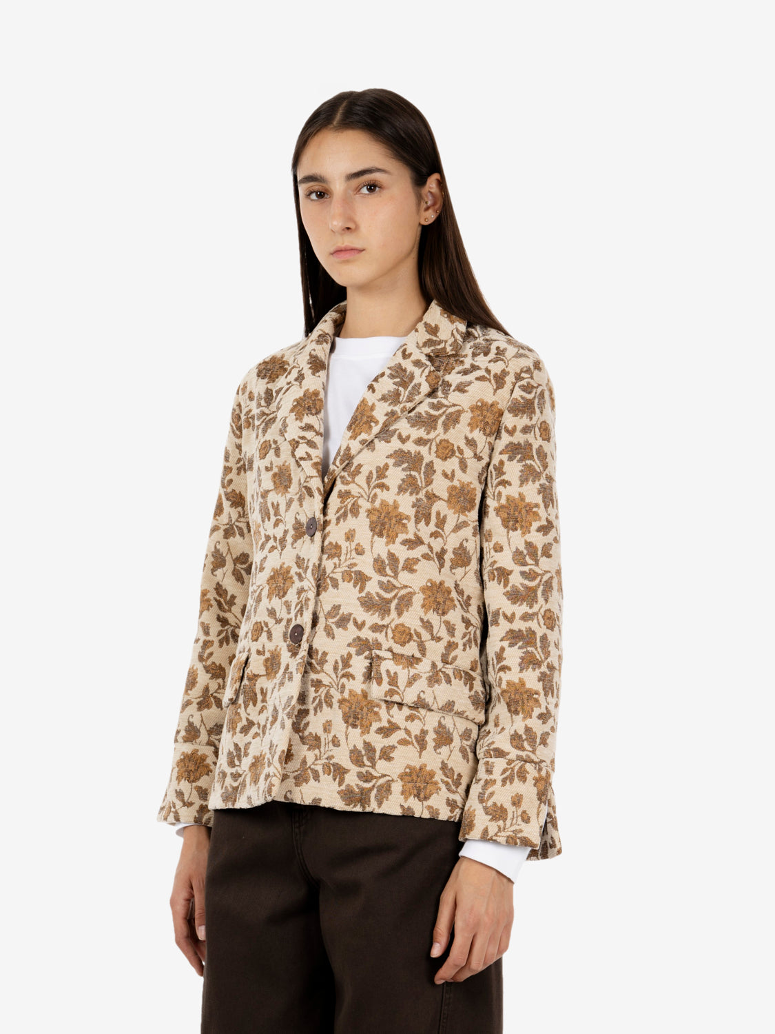 Beige floral print jacket